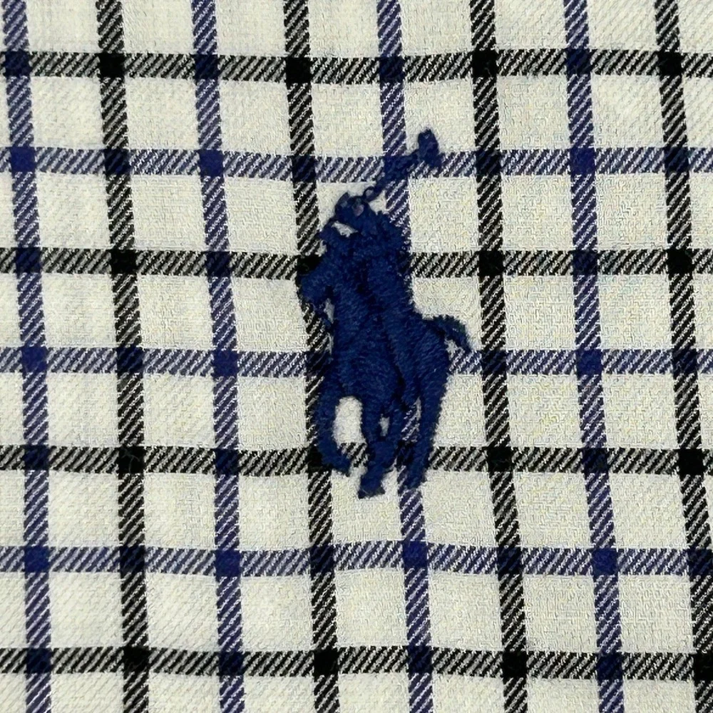 Ralph Lauren Shirt Mens 6XB Big White Navy Check Classic Fit Long Sleeve Pony